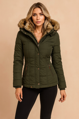 Women's quilted winter jacket with a hood, insulated 3