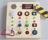 Wooden Montessori Busy Board for Kids – Interactive Sensory Toy with Lights, Buttons, and Switches 0