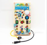 Wooden Montessori LED Activity Board – Educational Toy for Toddlers with 15 Lights and 9 Interactive Switches 0