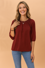 Zoe | Stylish blouse with gathered neckline 1