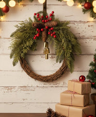 Couronne de Noël de ferme, couronne bohème, couronne de vacances