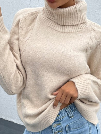 Pull Turtleneck Ample en Acrylique - Chic et Décontracté