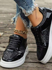 Baskets Paillettes Lacets – Sneakers Femme Confortables