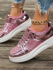 Baskets Paillettes Lacets – Sneakers Femme Confortables