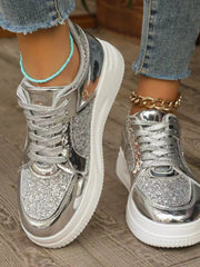 Baskets Paillettes Lacets – Sneakers Femme Confortables