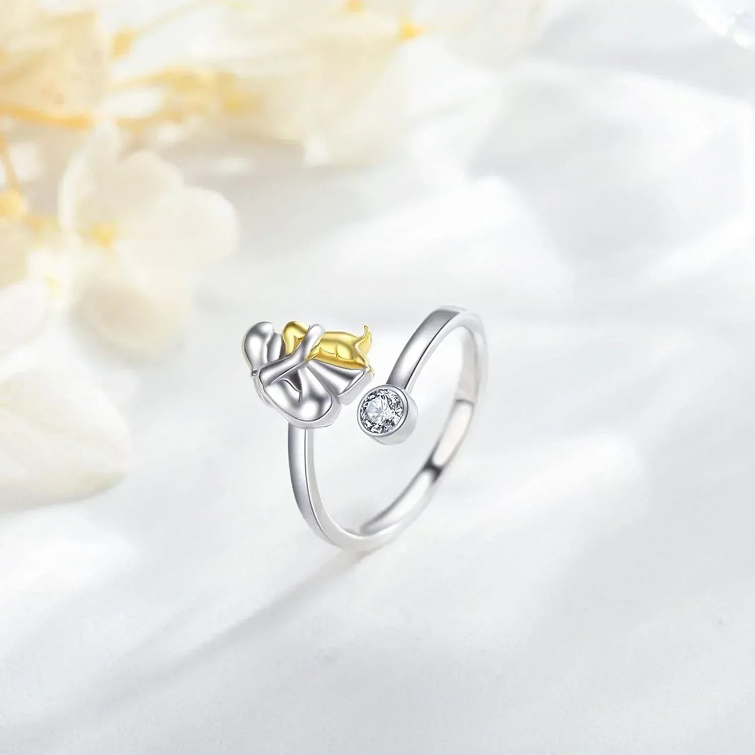 Adjustable Silver Ring with Gold Accents - Hypoallergenic Symbol of Love and Bonding with Your Dog 2