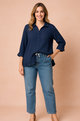 Aleksandra | Ruffled shirt blouse with a loose fit 0