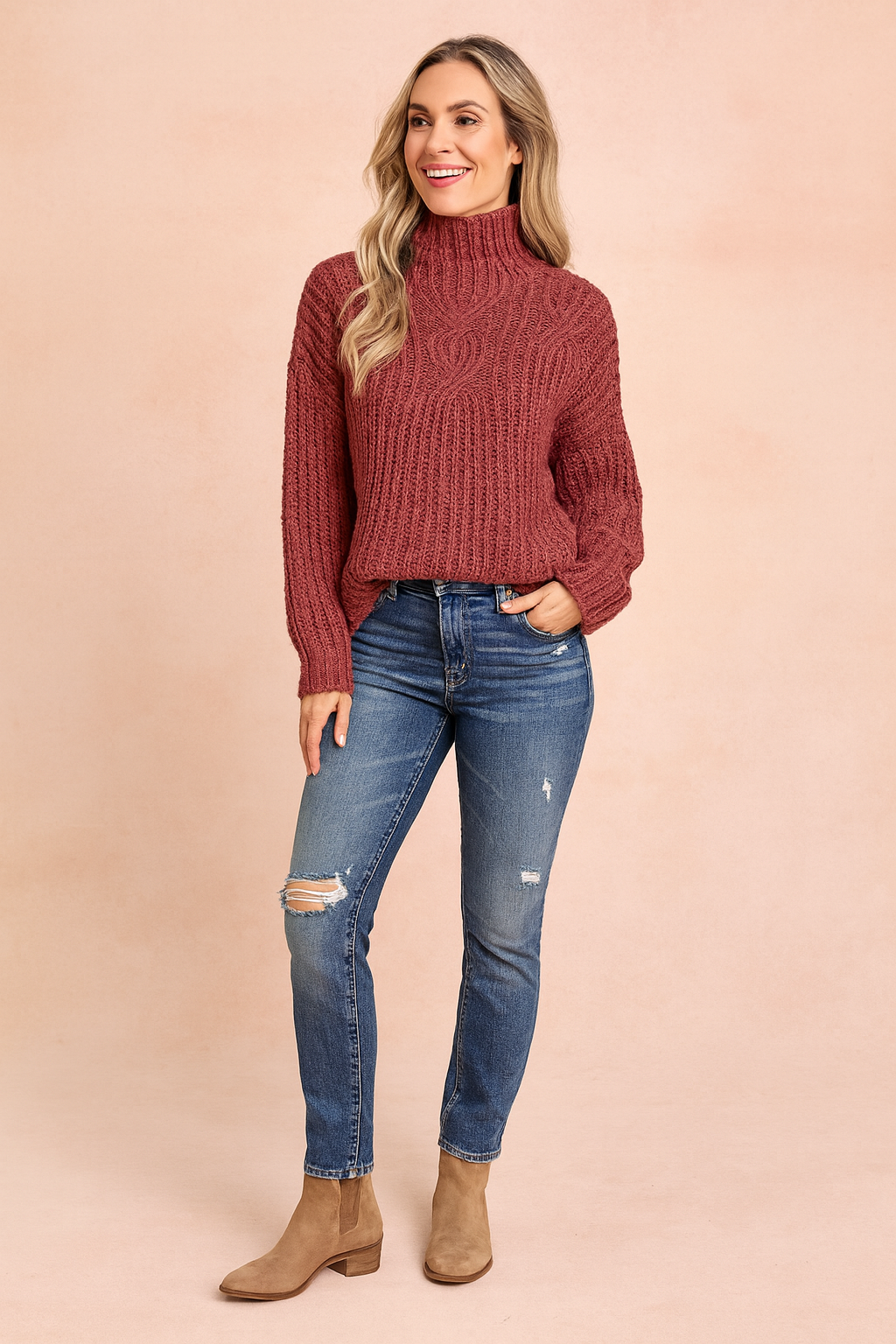 Alicja | Cable-knit turtleneck sweater 2