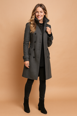 Amelia | Double-breasted coat with a high stand-up collar 1