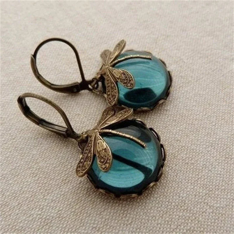 Antique Crystal Dragonfly Earrings – Elegant Jewelry 0