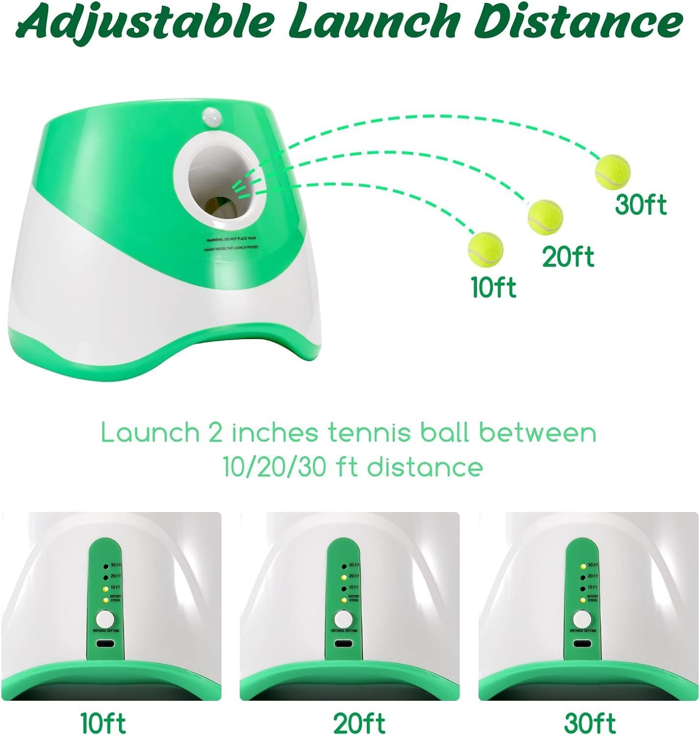 Automatic ball launcher for dogs with 3 distance settings 2