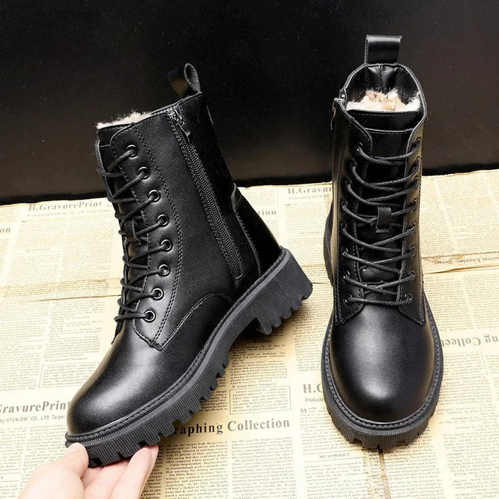 Black high-top lace-up women's shoes | Non-slip 3