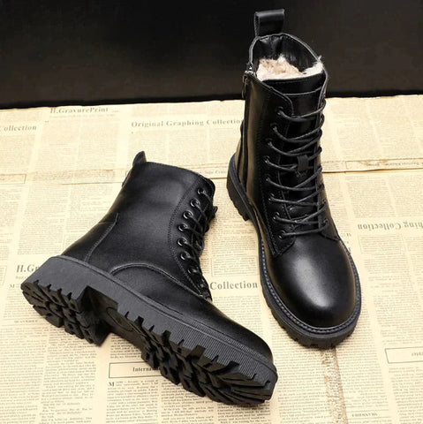 Black high-top lace-up women's shoes | Non-slip 4
