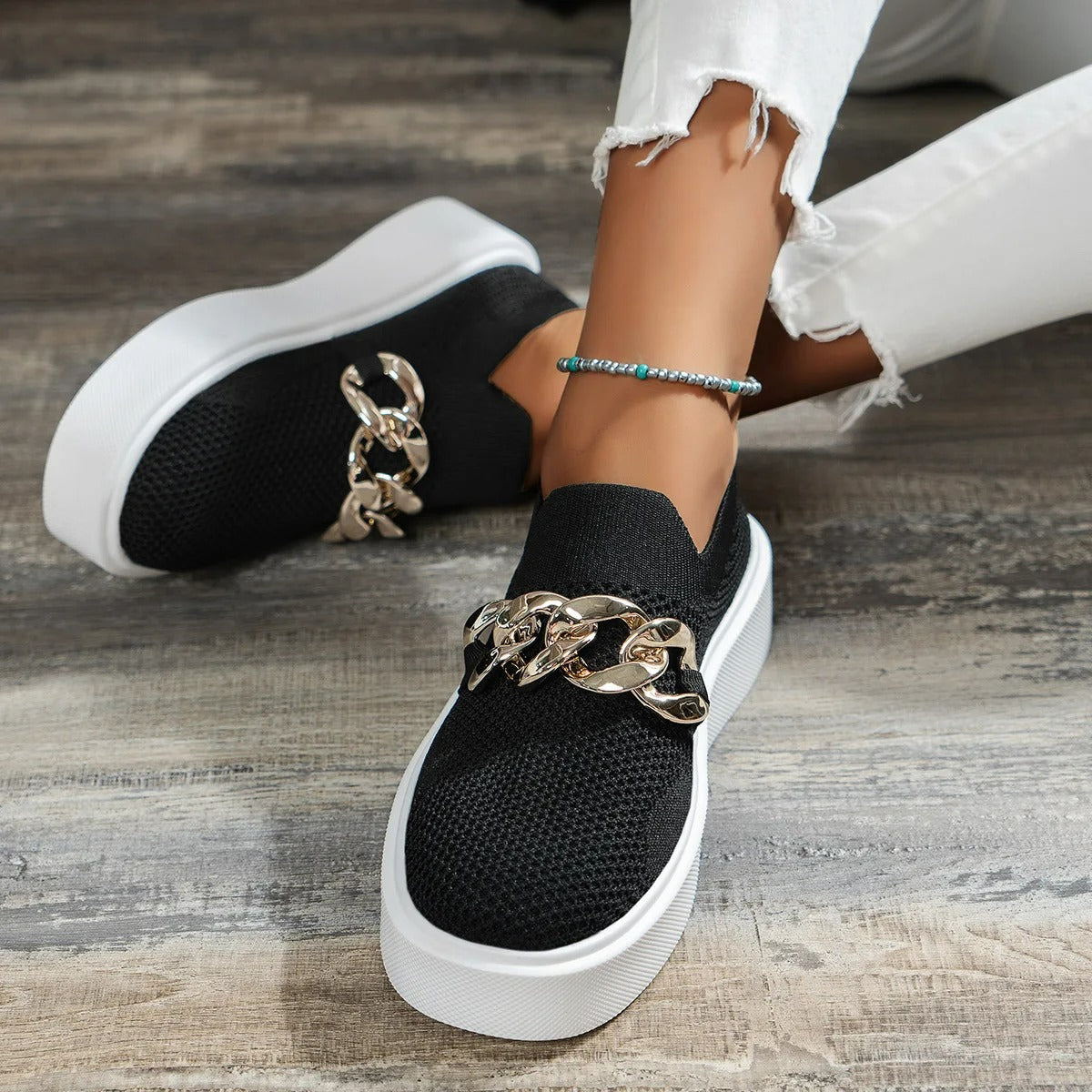 Breathable Slip-On Sneakers for Women – Stylish & Comfortable Platform Design 1