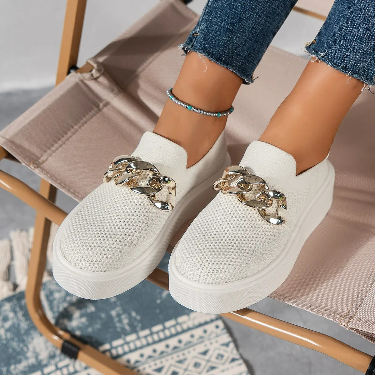 Breathable Slip-On Sneakers for Women – Stylish & Comfortable Platform Design 3