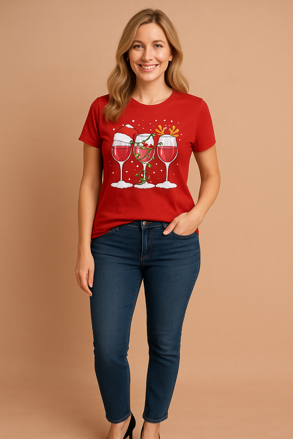 Caroline T-shirt | "Dear Santa, Bring Wine" 1