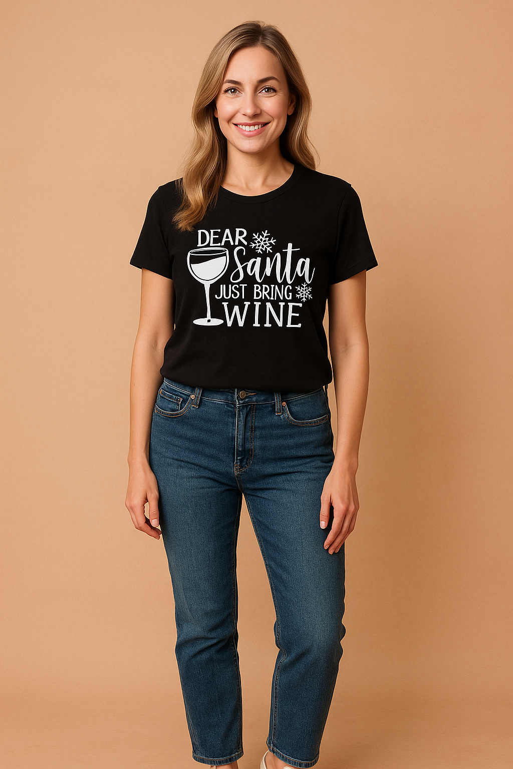 Caroline T-shirt | "Dear Santa, Bring Wine" 2