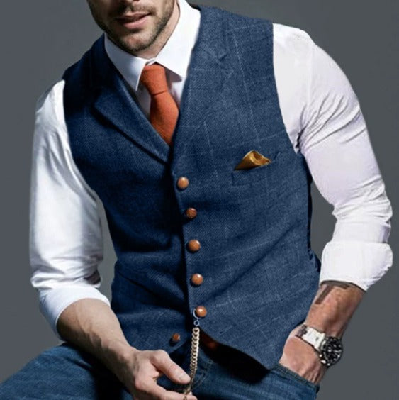 Classic vintage waistcoat for men | Lapel collar 0