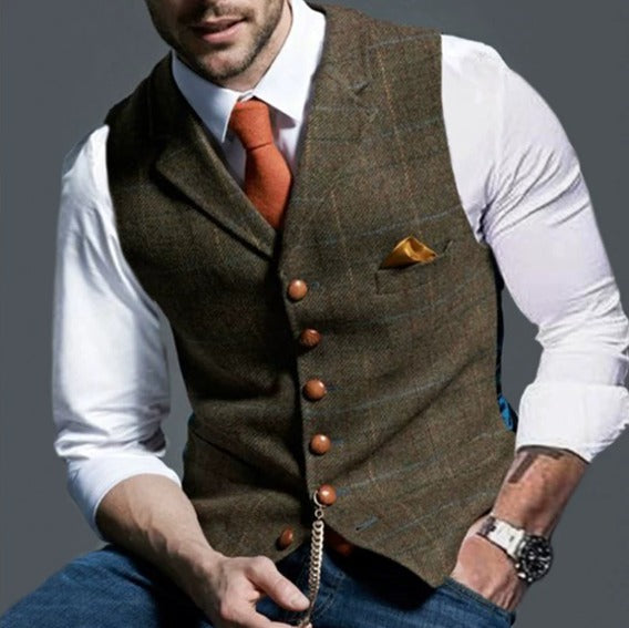 Classic vintage waistcoat for men | Lapel collar 4