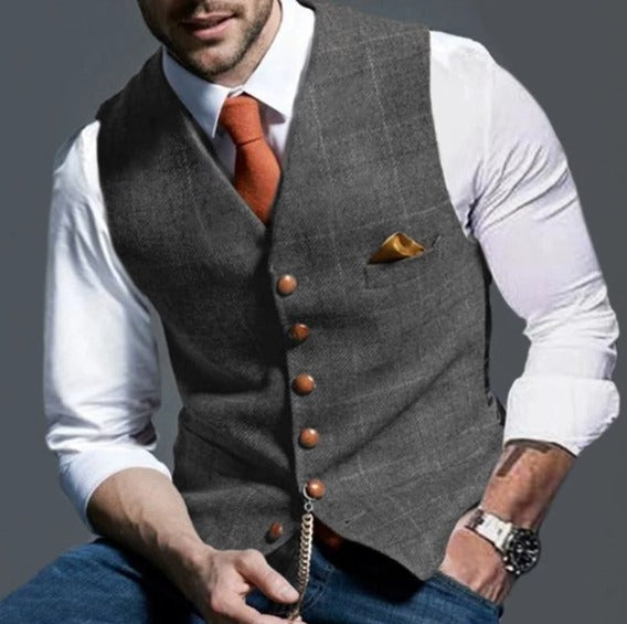 Classic vintage waistcoat for men | Lapel collar 5