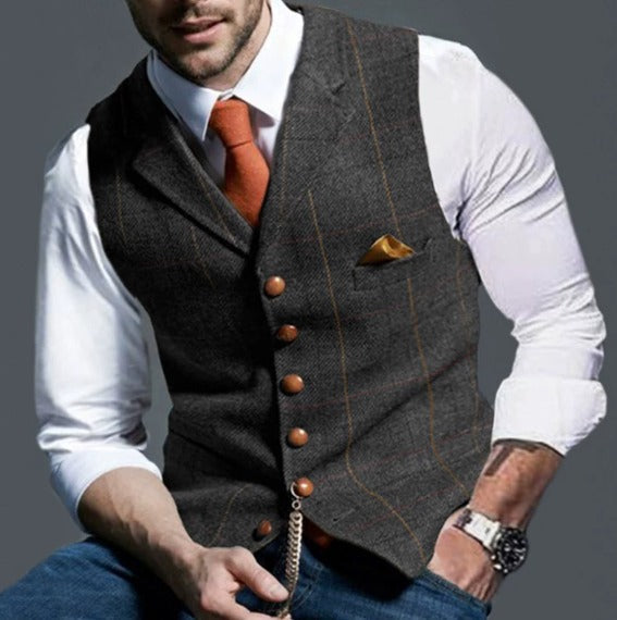 Classic vintage waistcoat for men | Lapel collar 6