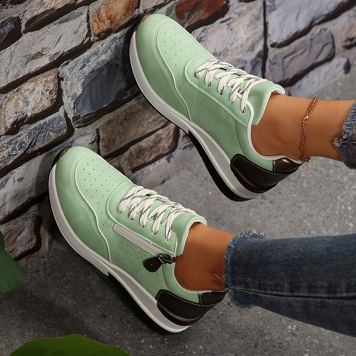 Cushioned Low-Top Sneakers for Women – Zipper Accent Design 7