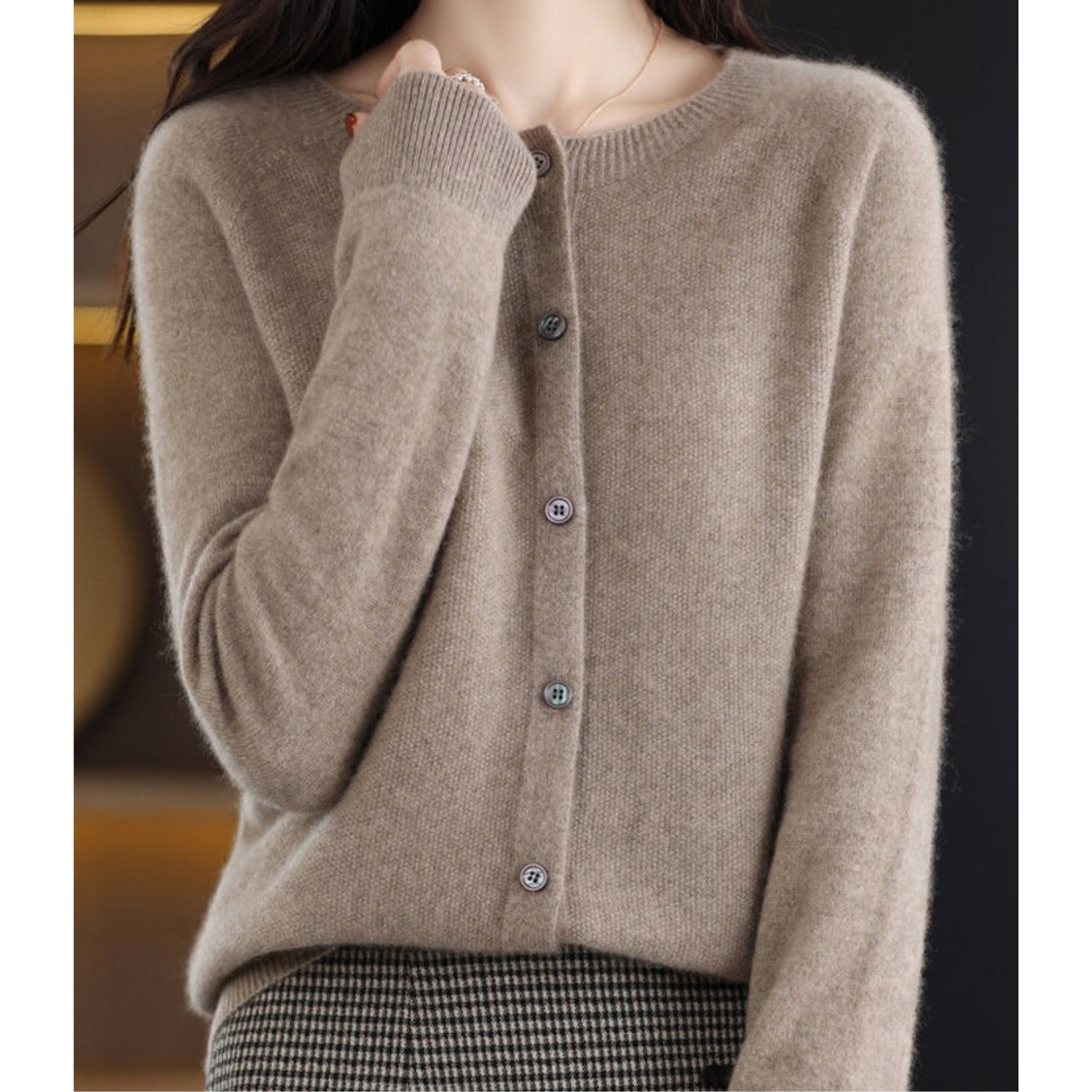DANIELLE | Pure Merino Wool Women's O-Neck Cardigan 14