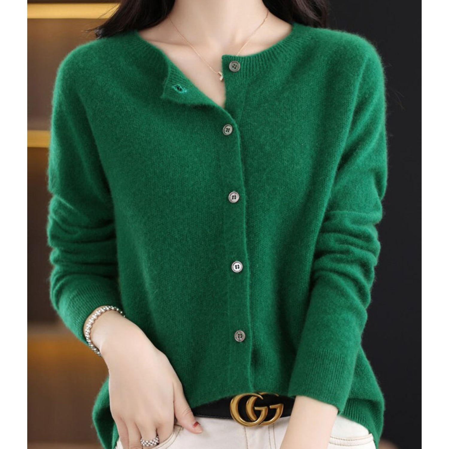 DANIELLE | Pure Merino Wool Women's O-Neck Cardigan 4