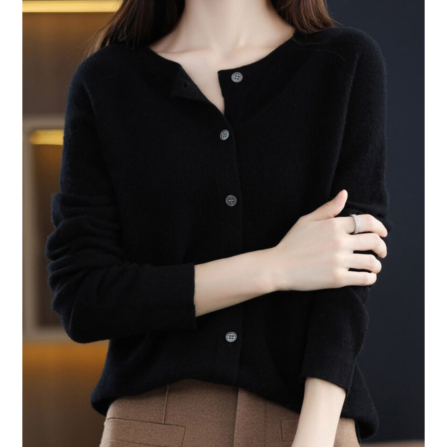 DANIELLE | Pure Merino Wool Women's O-Neck Cardigan 5