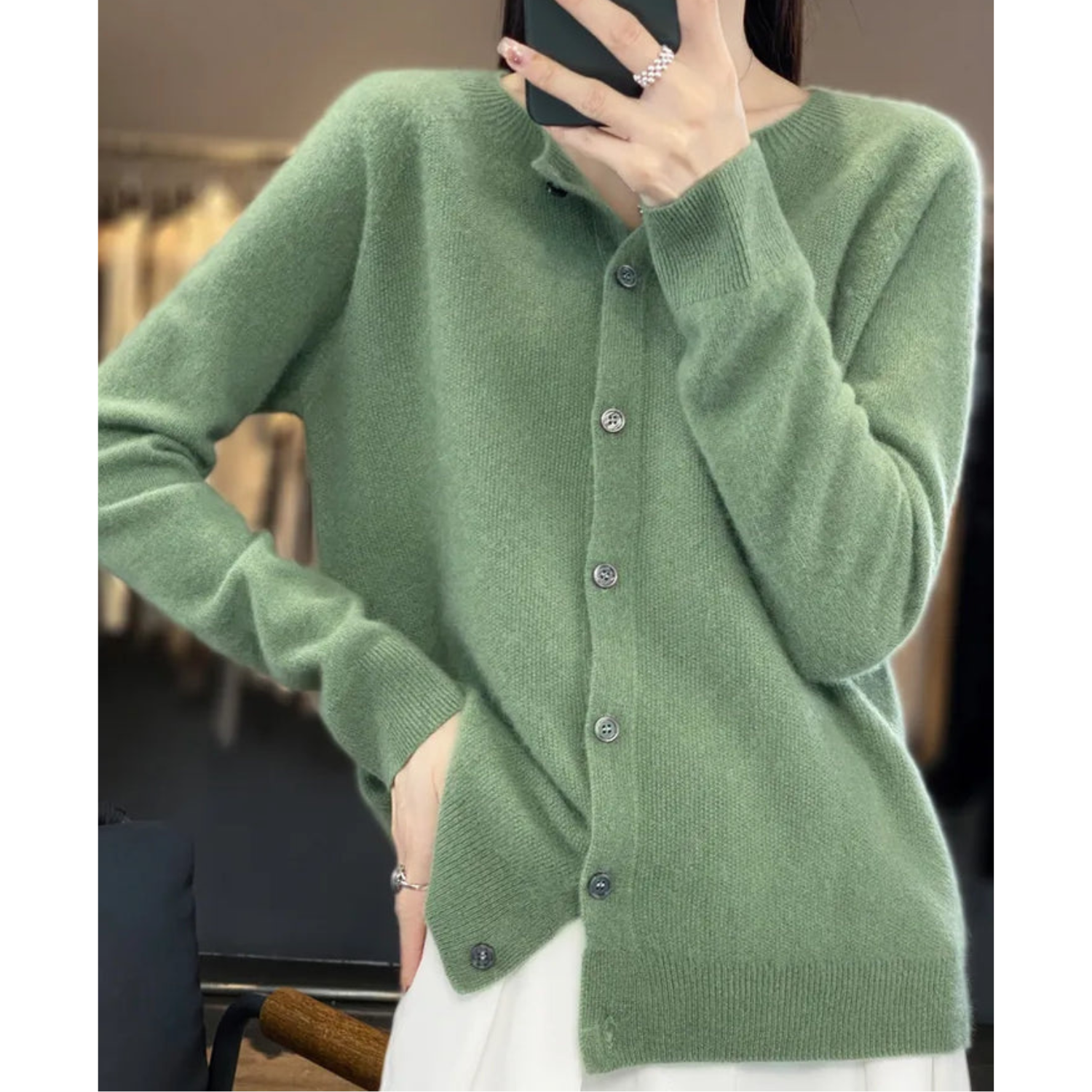 DANIELLE | Pure Merino Wool Women's O-Neck Cardigan 6