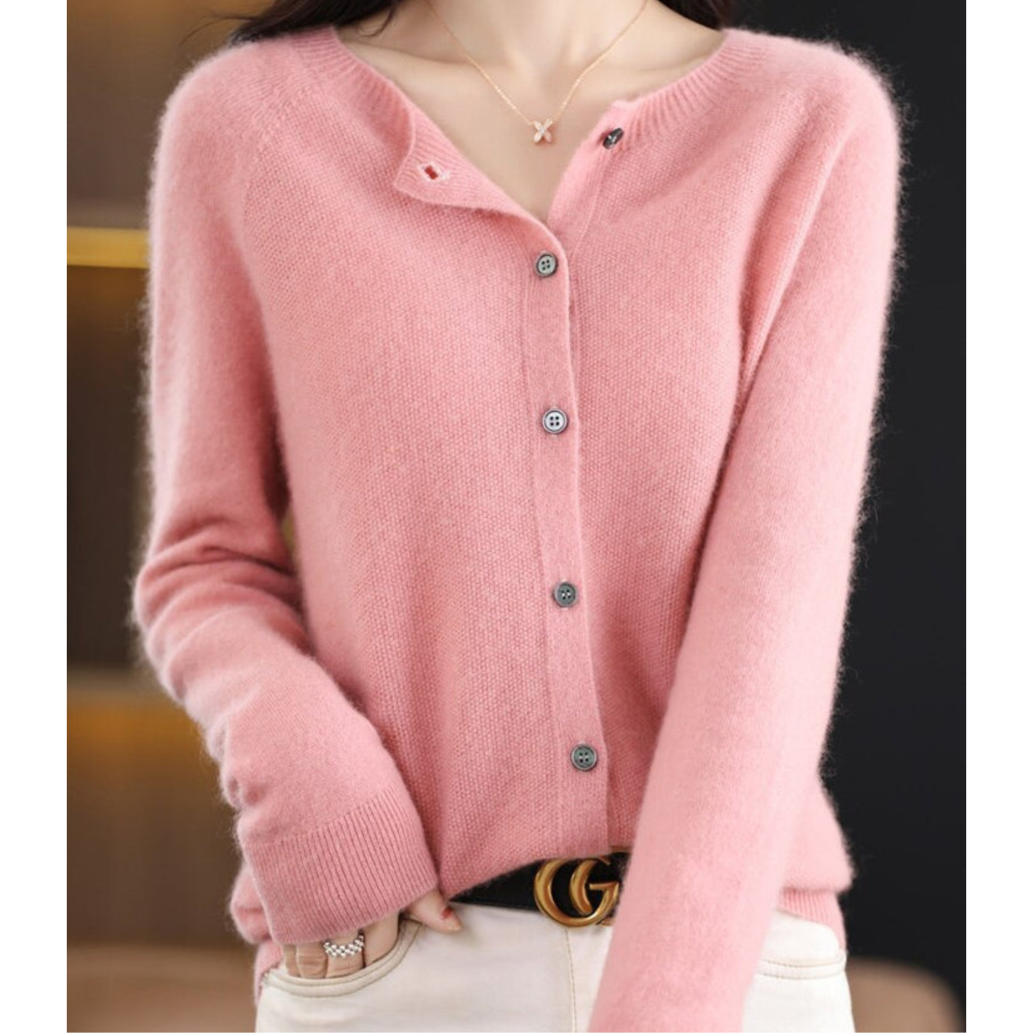 DANIELLE | Pure Merino Wool Women's O-Neck Cardigan 8