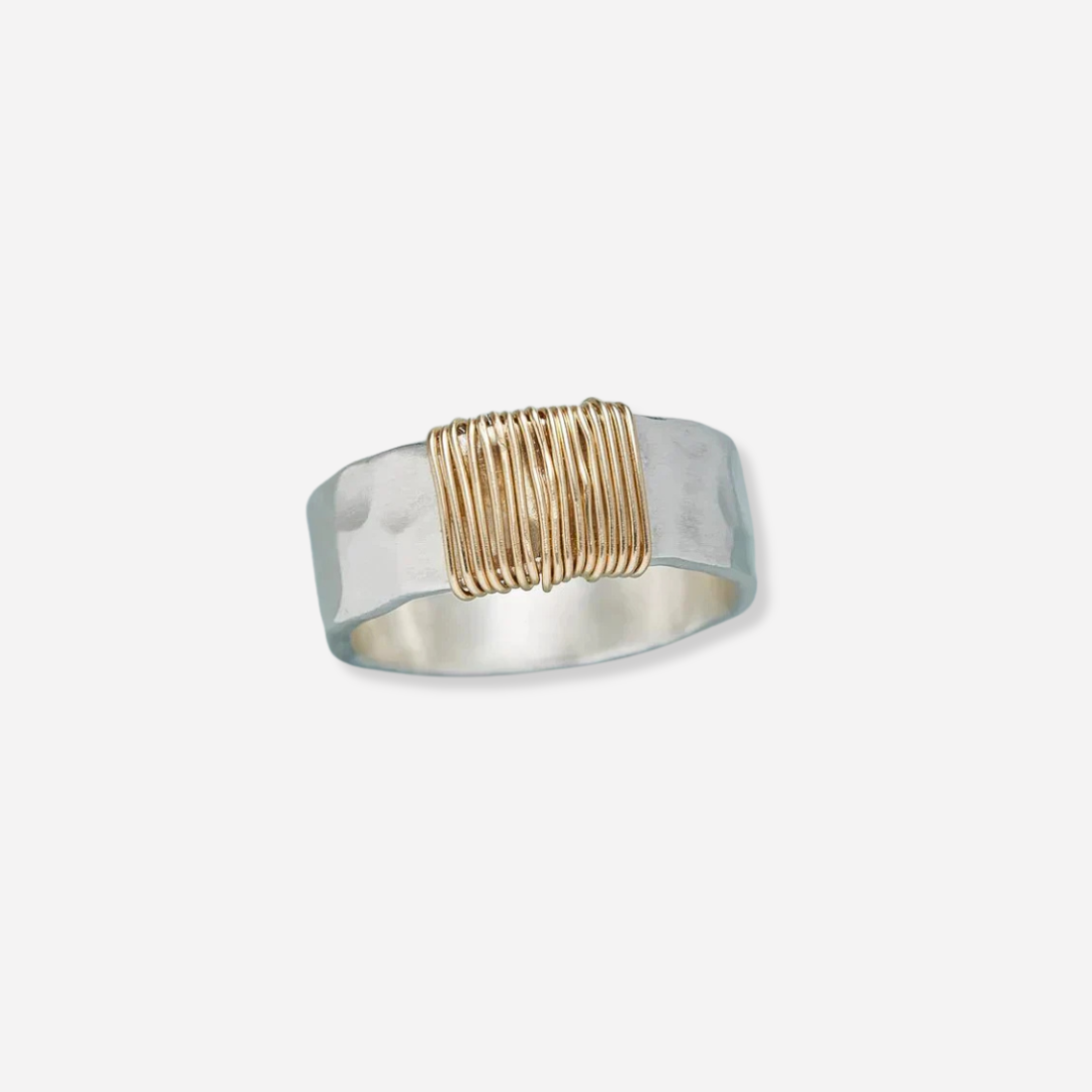 Elegant Silver Ring with Gold Accent – Unique Handcrafted Design 0