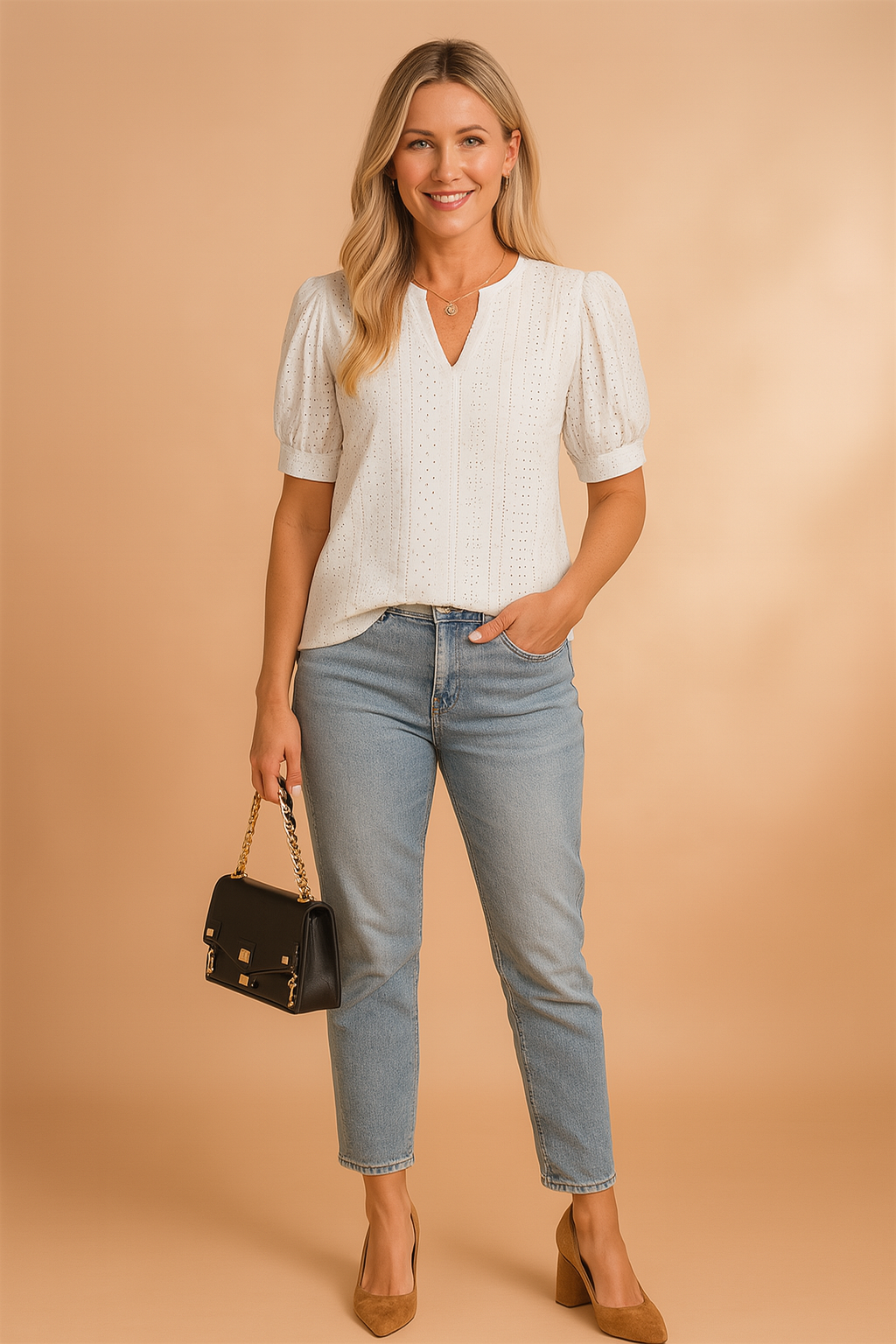 Elira | Elegant blouse with short sleeves and a cutout neckline 0