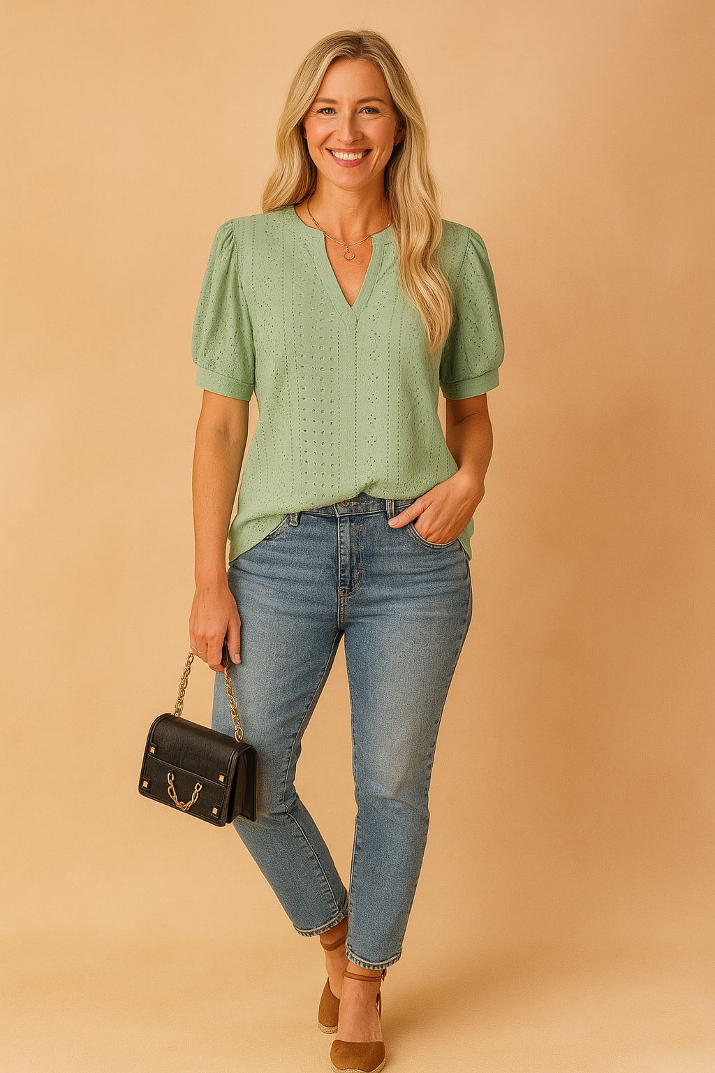 Elira | Elegant blouse with short sleeves and a cutout neckline 2