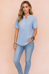 Estella | Comfortable cotton striped blouse 0