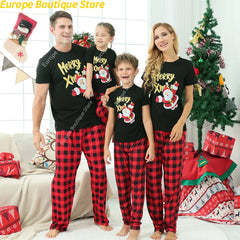 Family Matching Christmas Pajamas Set Short Sleeve Cotton Sleepwear 1