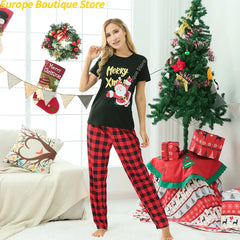 Family Matching Christmas Pajamas Set Short Sleeve Cotton Sleepwear 3