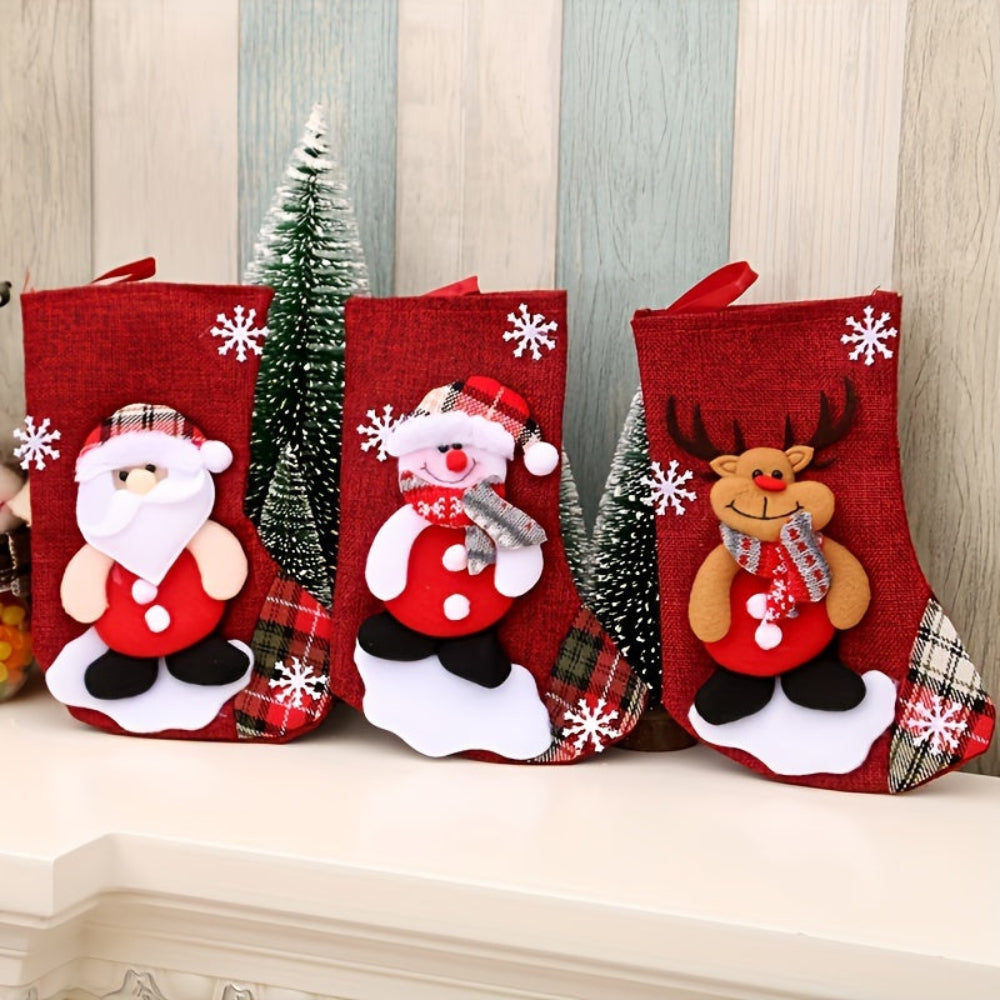 FestiveCharm | Set of Red Christmas Stockings for Festive Holiday Decoration 0