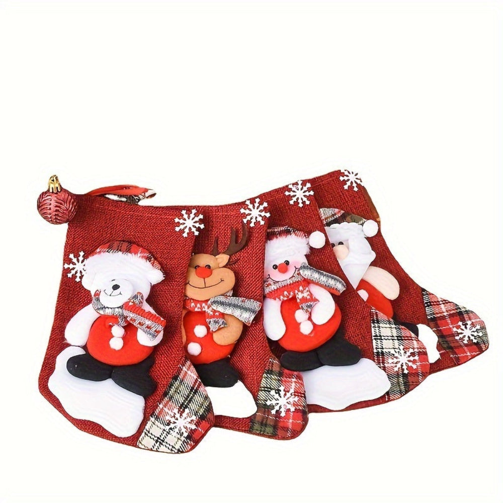 FestiveCharm | Set of Red Christmas Stockings for Festive Holiday Decoration 4