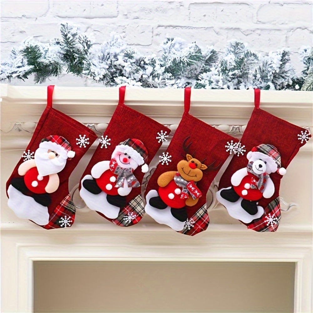 FestiveCharm | Set of Red Christmas Stockings for Festive Holiday Decoration 5