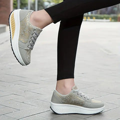 Floral Lace-Up Platform Sneakers for Women – Stylish & Comfortable 2