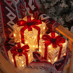 GlowBox – 3-Piece LED Gift Box Set for Christmas Decoration Display 0