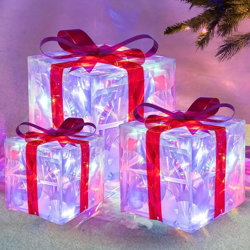 GlowBox – 3-Piece LED Gift Box Set for Christmas Decoration Display 10