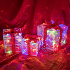 GlowBox – 3-Piece LED Gift Box Set for Christmas Decoration Display 3