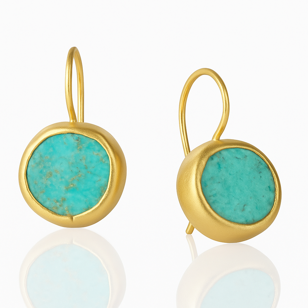 Gold Earrings with Turquoise Stone – Elegant Jewelry for Every Occasion 0
