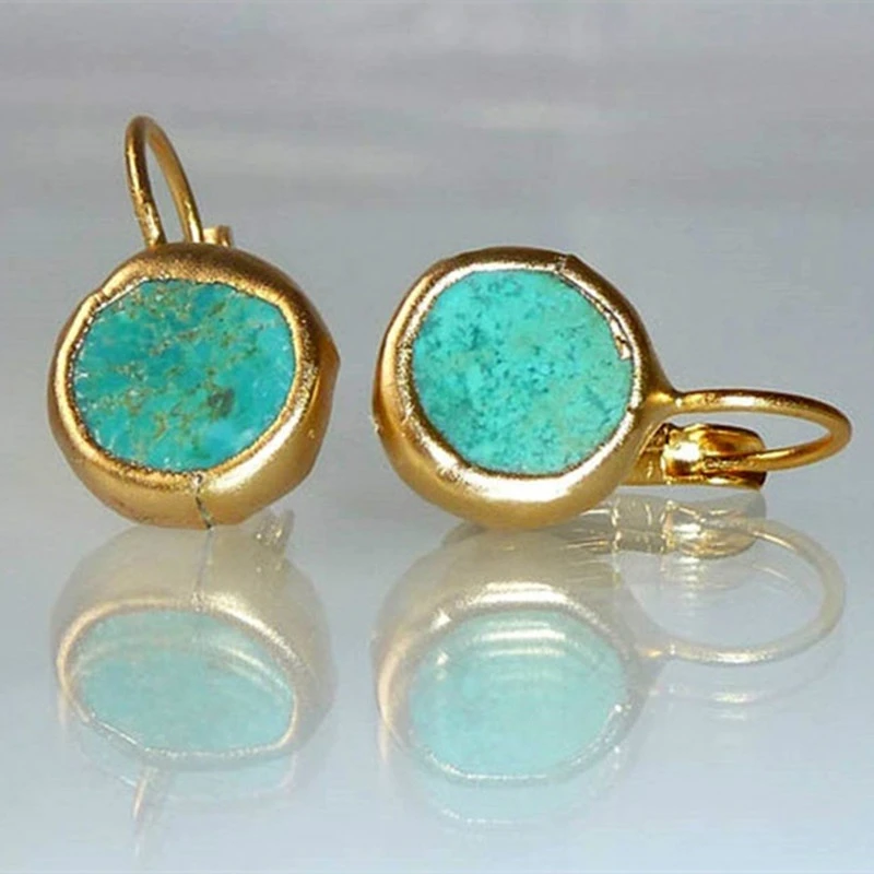 Gold Earrings with Turquoise Stone – Elegant Jewelry for Every Occasion 1