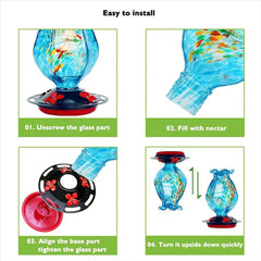 Hand-blown glass hanging bird feeder 1