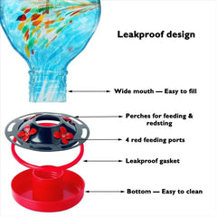 Hand-blown glass hanging bird feeder 2