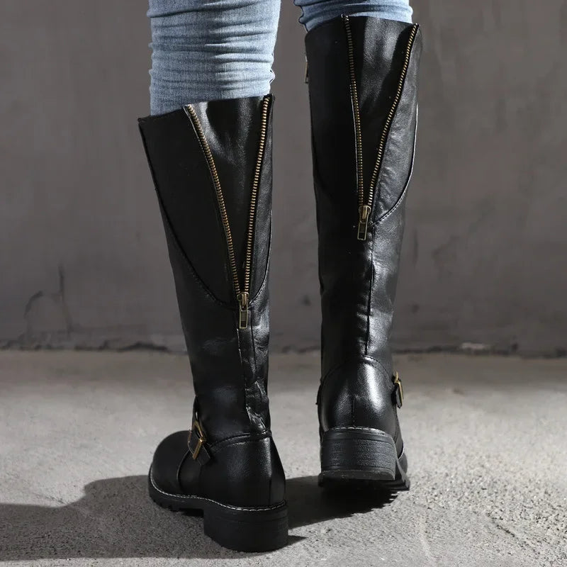 High-Top Biker Boots for Women – Edgy Style with Chunky Heel 3