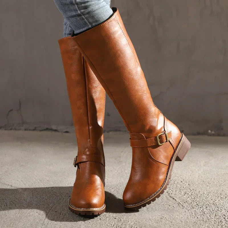High-Top Biker Boots for Women – Edgy Style with Chunky Heel 4